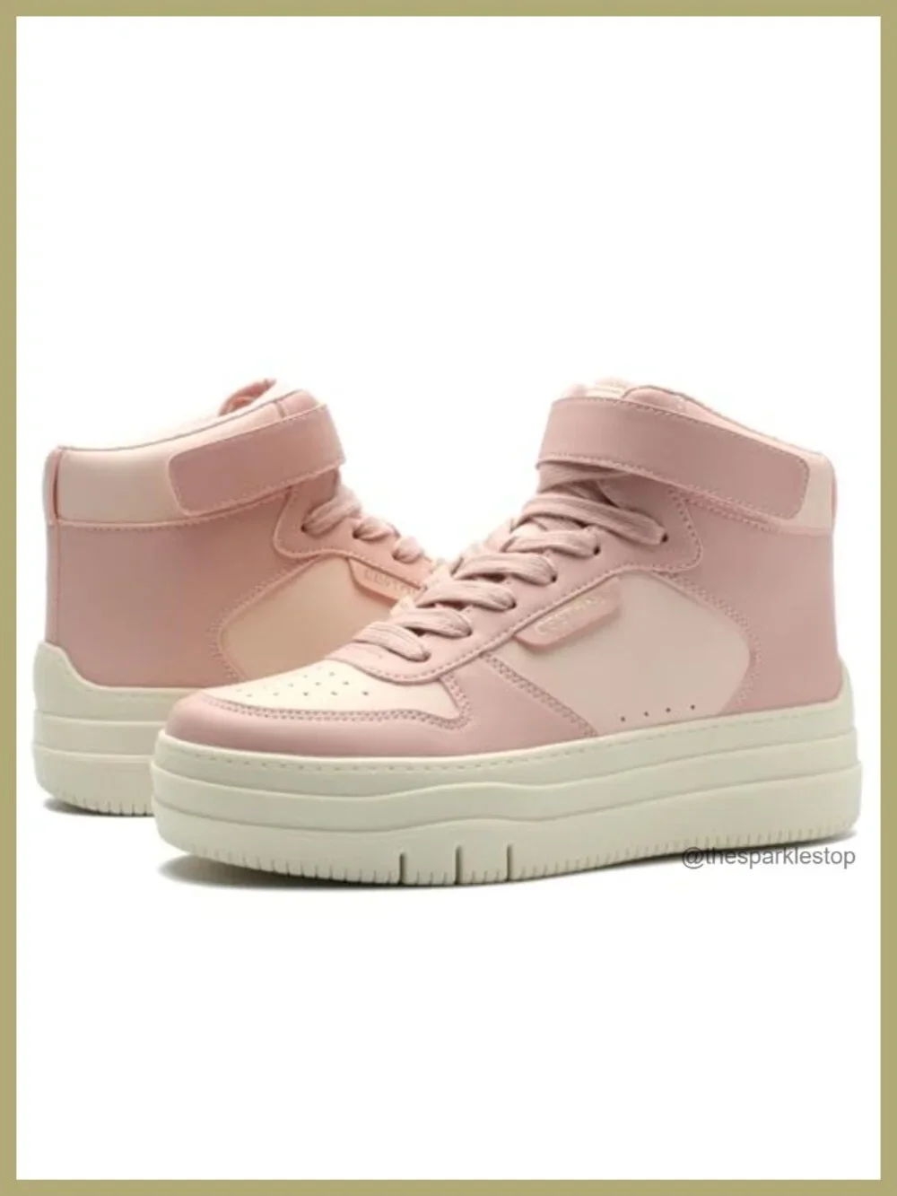 High Top Platform Sneakers with Memory Foam, Faux Leather, Velcro Strap